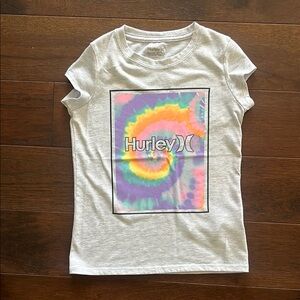 Hurley Gray Short Sleeve Tee with Tie-Dye Graphic